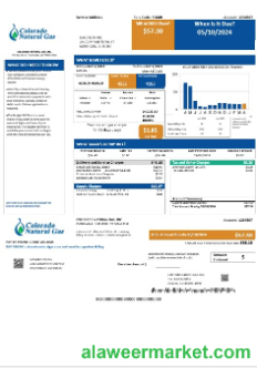 USA Colorado Natural Gas business utility bill template in Word and PDF formats